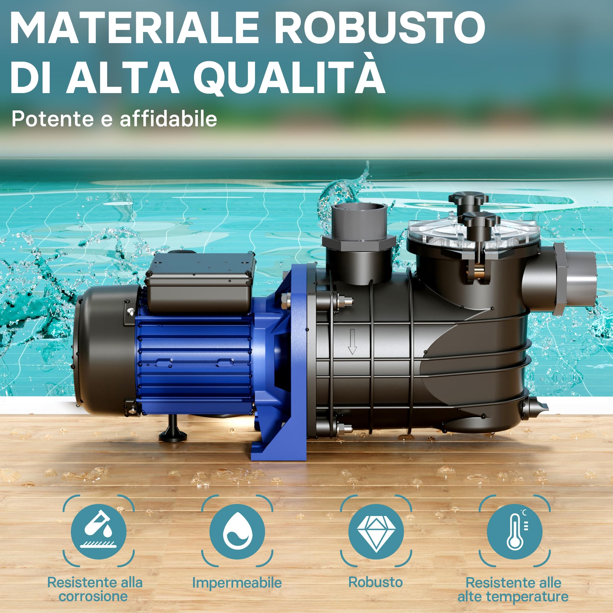 Pompa piscina per ricircolo e filtraggio 13800 l/h 550 W Pompa di circolazione