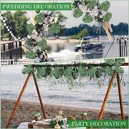 Miniatura 5 de 20 hojas falsas de Monstera de 248 pulgadas plantas artificiales de palmera hojas de palma falsas de plástico hojas de tortuga sintética hojas