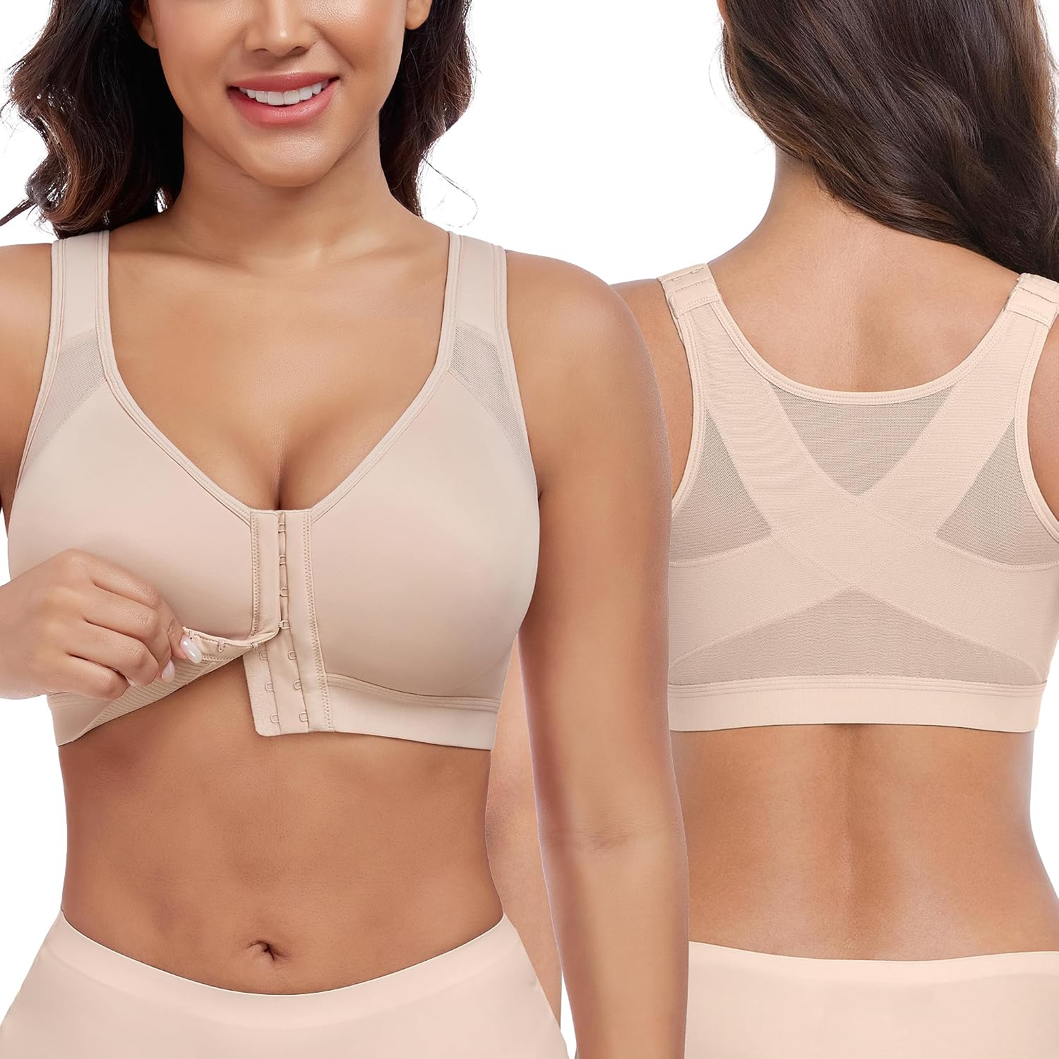 No Wire Front Closure Sandwich Comfortable Bra Posture Full Coverage Bra Non Padded Comfort Everyday Wear