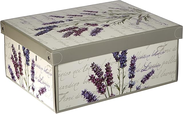 Kanguru Collection Fragrant Lavender Decorative Storage Box with Handles and Lid, MEDIUM