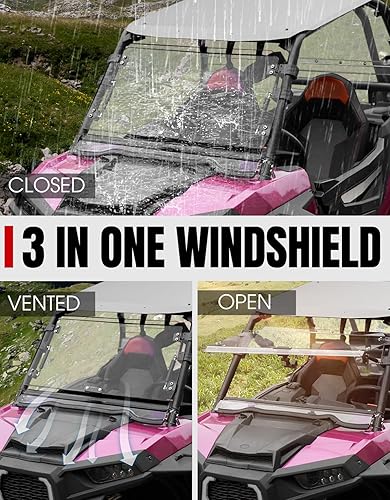 Miniatura 2 de A & UTV PRO Parabrisas completo abatible 3 en 1 para Polaris RZR XP 900/XP4 900 / RZR XP 1000 / XP 4 1000 2018 accesorios para parabrisas delantero,