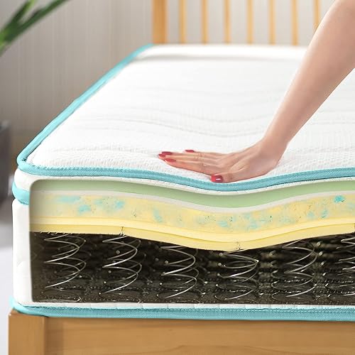Miniatura 15 de Zinus Colchón de resorte superior apretado de 10 pulgadas, tamaño matrimonial, colchón de resortes interiores, certificado CertiPUR-US, colchón en