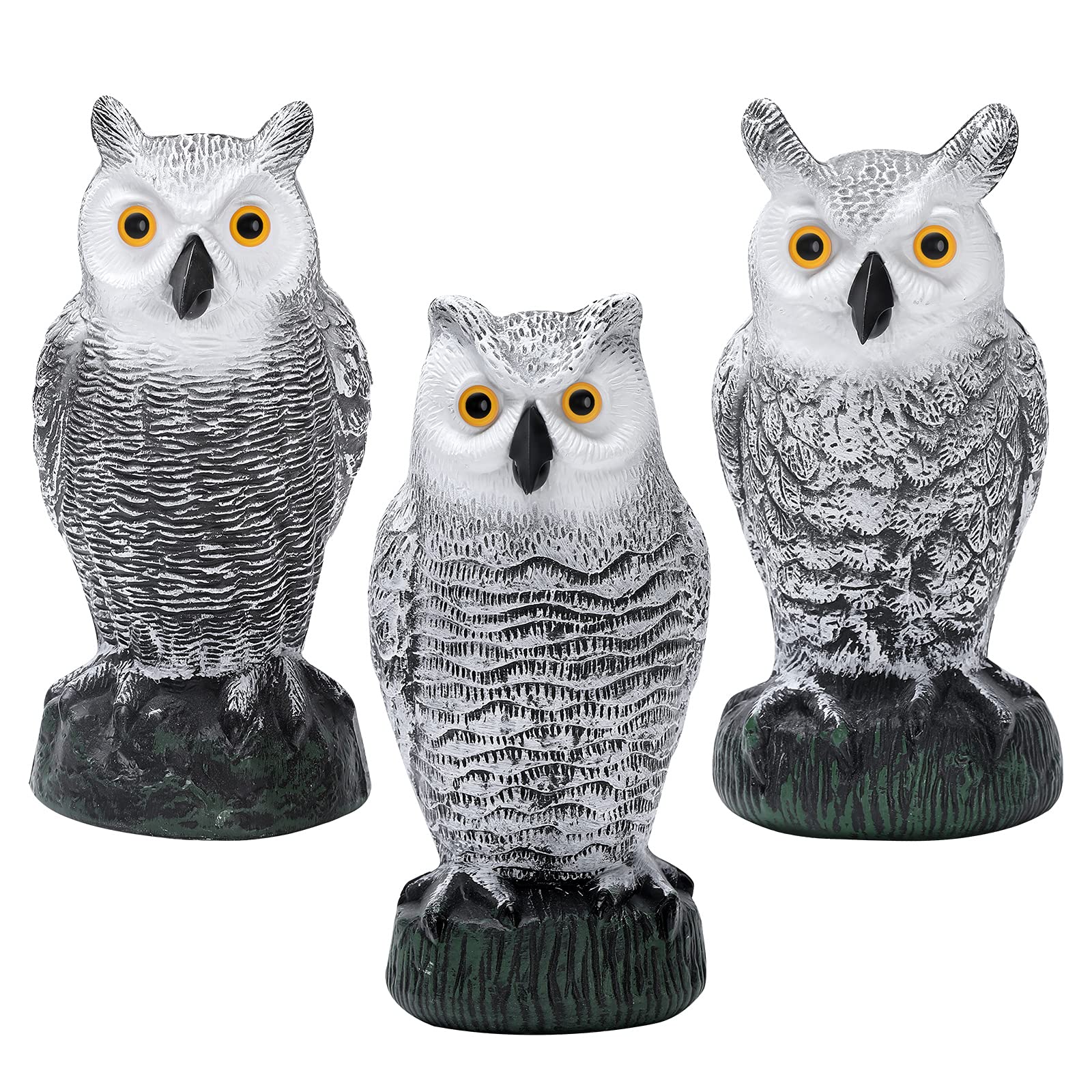 KKY 3 Packs Plastic Owl Bird Scarecrow Sculpture, Can Drive Away Birds and Animals Away from The House, Garden, Swimming Pool