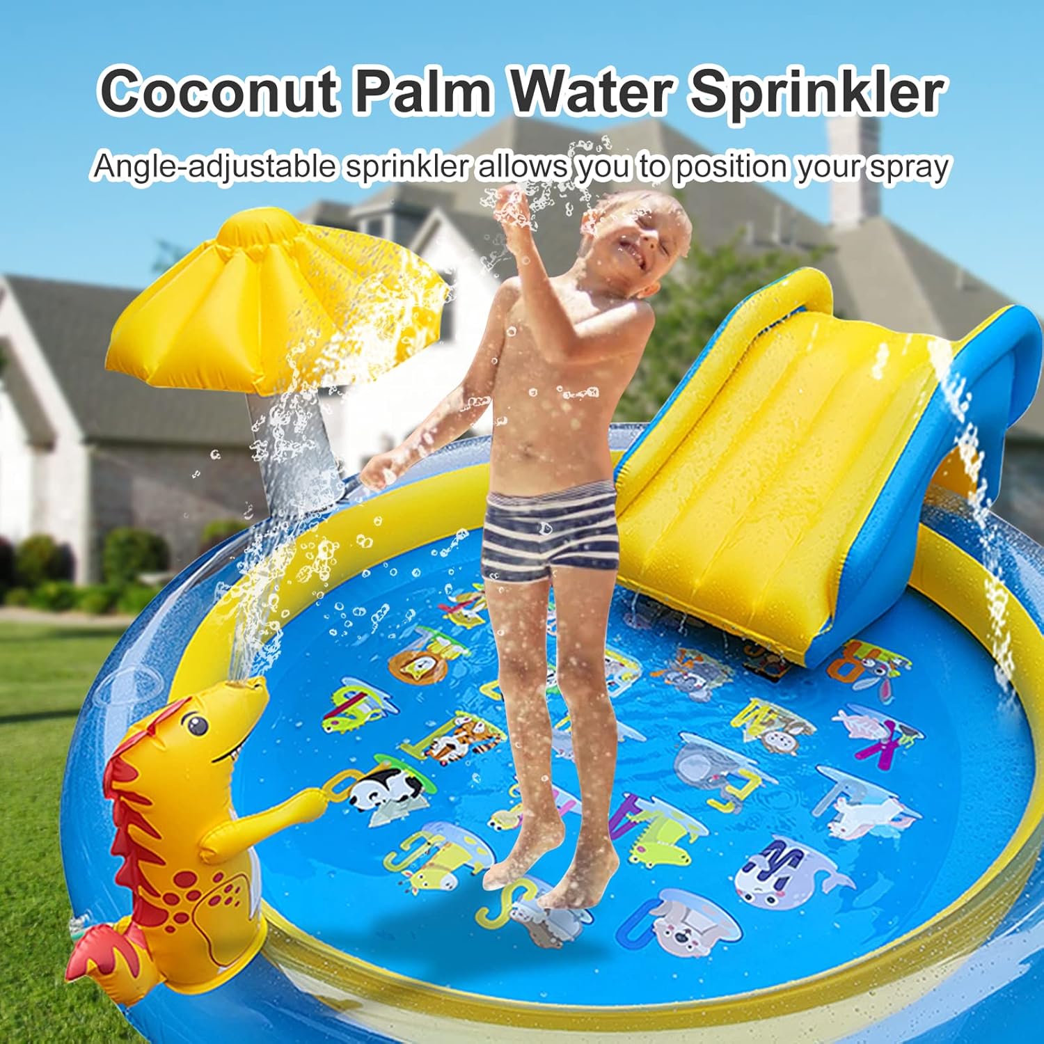 Review LPTBUY Inflatable Play Center, Kiddie Pool Kids Round Wading Swimming Pool with Slide