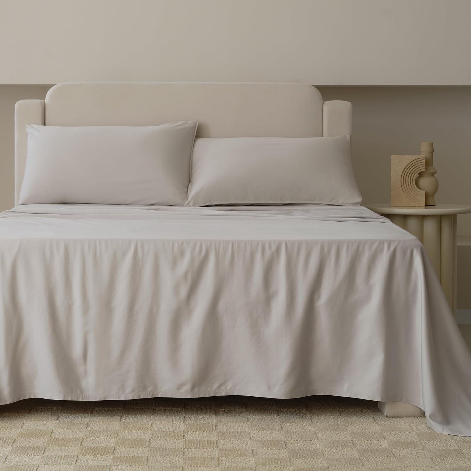 Double Stitch Cotton Tencel Pillow Cases - Queen Size Pillow Cover Set of 2, Cotton Tencel Cooling Pillowcases for Hot Sleepers, Envelope Closure Shams, Soft & Cozy, Winter Sky, 20" x 30"