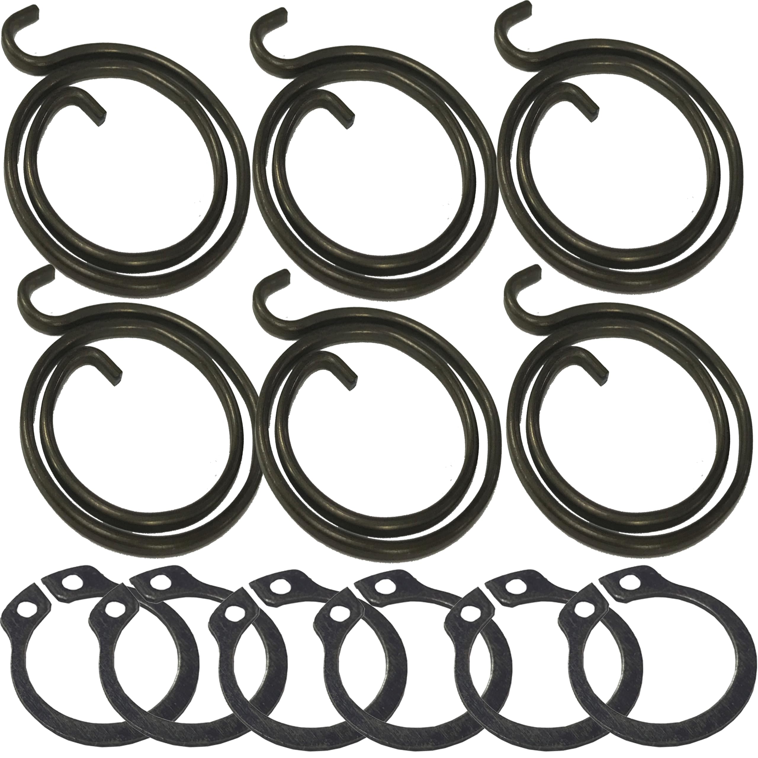 Universal Hardware Black 2 Turns Door Handle Springs Repair Kit Coil, 1.8Mm Thick With Circlips, Replacement Parts (6 Springs 6 Circlips)