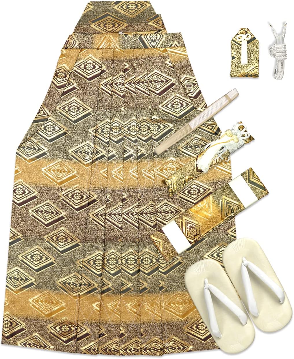 七五三 五歳 男児 羽織袴フルセット 鷹 白地 紋袴 袴変更可能 NO38808