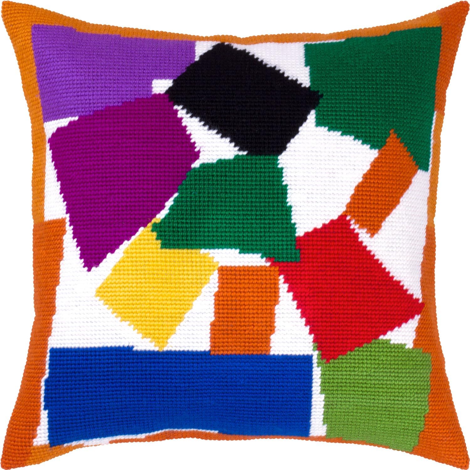 Brvsk Abstract Embroidery Kit for Adults and Beginners — The Snail by Henri Matisse 16″ × 16″ with Clear, Precise Printed Design on Cotton Canvas; Includes 2 Needles, Yarn, and Easy-Read Chart