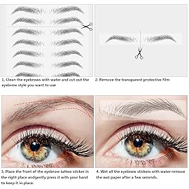 Maitys 12 Sheets 108 Pairs 4D Hair Like Waterproof Eyebrow Tattoos Stickers Temporary Transfer Brows Decal Peel off Fake Eyebrow Sticker Instant Authentic Brow Decal for Women(Simple Style)