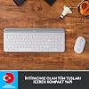 Logitech MK470 Slim Combo Wireless Keyboard Mouse Set, Compact Keyboard with 12 FN Shortcuts, Can Be Used with Right and Left Hands, 10 m Usage Distance, Quiet, Turkish Q Keyboard, White