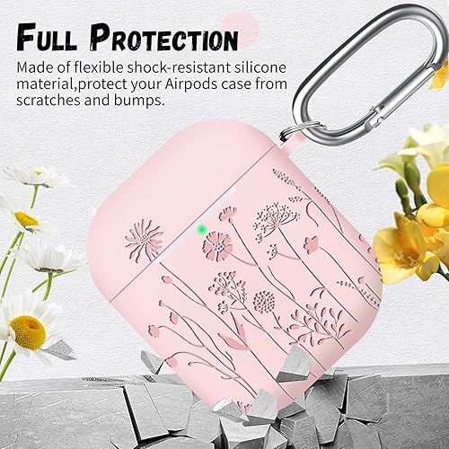 Miniatura 3 de Funda compatible con AirPods de 21 generación, funda protectora de silicona suave grabada con llavero para Apple AirPod 2 y 1, LED frontal visible,