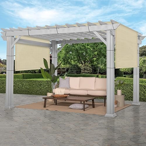 Miniatura 6 de ECOOPTS Toldo para exteriores, 10 x 16 pies, con ojales y varillas pesadas para pérgola, patio, porche (beige)
