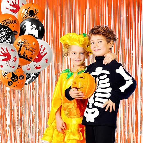 Miniatura 4 de TUPARKA 3 cortinas de papel de aluminio para telón de fondo de fotos, cortinas brillantes para decoración de fiesta de casa embrujada de Halloween,