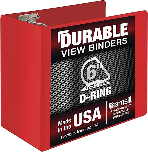Vista 591 de Samsill Carpeta duradera de 1.5 pulgadas, fabricada en los Estados Unidos, carpeta de anillos en D, carpeta transparente personalizable, surtido