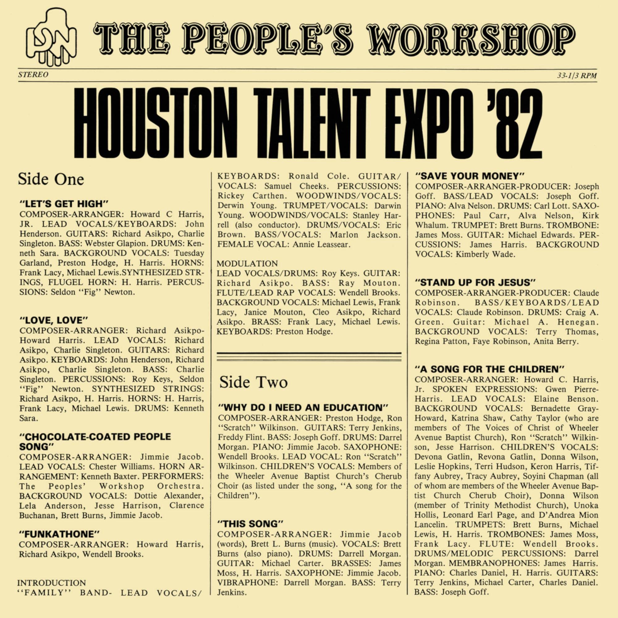 PEOPLE'S WORKSHOP, The - Houston Talent Expo '82 - gatefold 180 gram vinyl LP