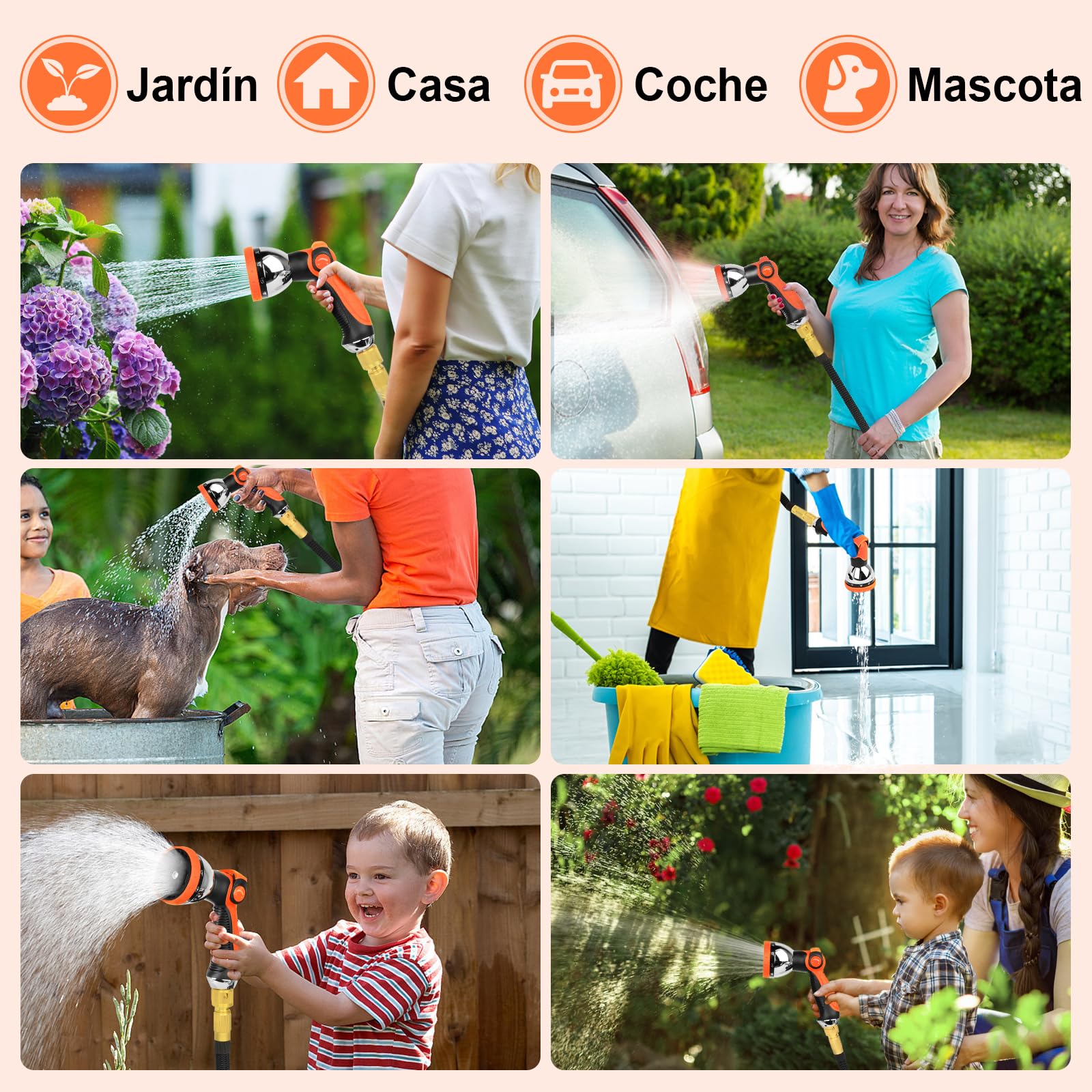 Manguera de Jardin Extensible 30M (3x10M), Mangueras Jardin con Pistola Rociadora de 10 Funciones Manguera Flexible y Ligera para Lavado de Coche, Jardín, Lavar la Mascota