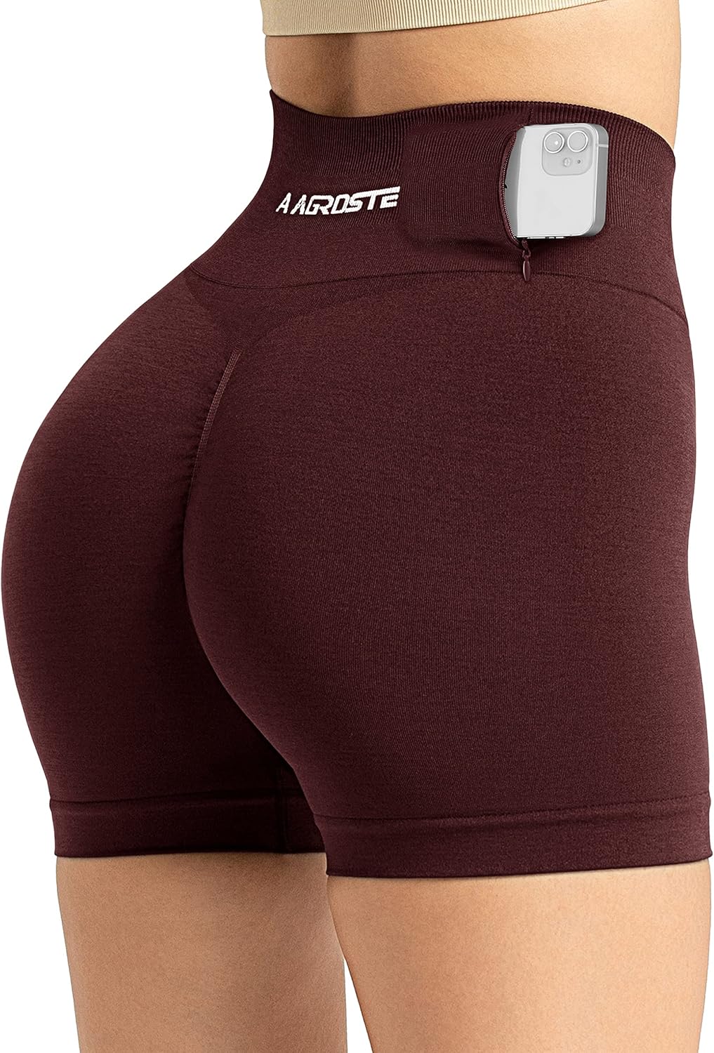 A AGROSTE High Waist Workout Shorts for Women Seamless Scrunch Butt Lifting Short Gym Smile Contour Cycling Biker Shorts - Image 2