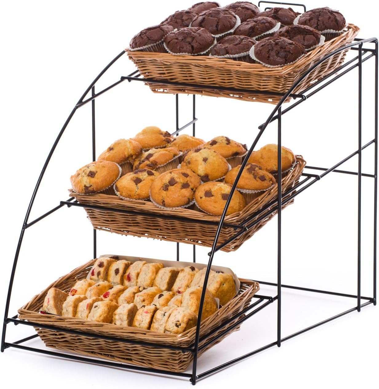 DWD-W3LC- 3 Tier (Wide) Wicker Basket Counter Top Display Stand