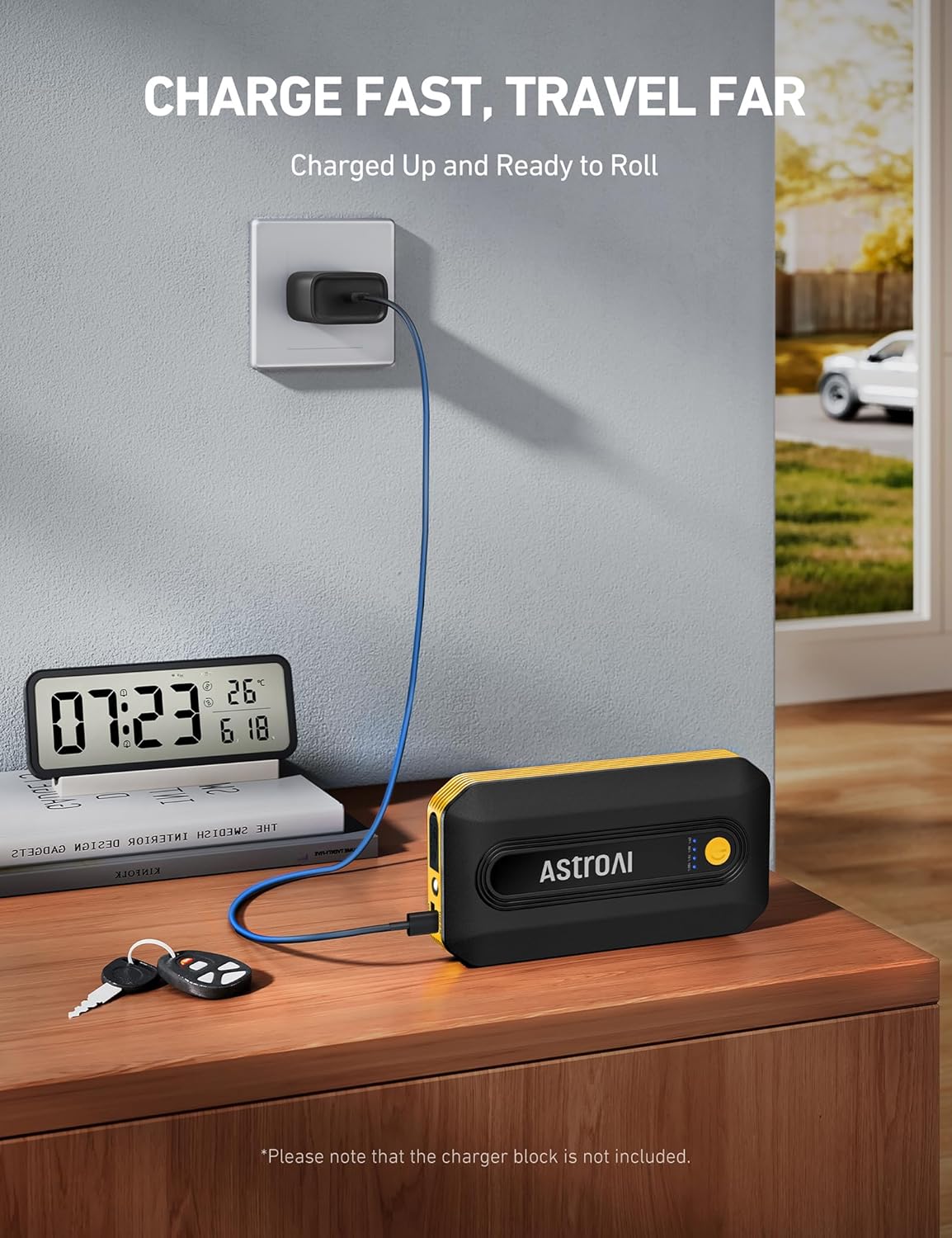 AstroAI B8 Car Battery Jump Starter, 12V Jump Starter Battery Pack (up to 9.0L Gasoline and 7.0L Diesel Engine), Portable Jump Box with 3 Modes Flashlight and Jumper Cable