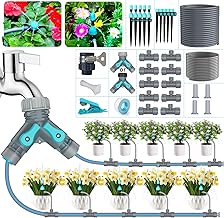 TRJZWA Sistema di Irrigazione Automatico per il Patio del Giardino, Kit di Irrigazione Fai da te Centralina per l'irrigazione a Goccia 2 Tipi di Irrigatori Tubo di Irrigazione per Piante e Fiori