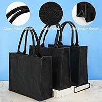 Vista 4 de Segarty Bolsas de mano, paquete de 6 bolsas de yute negro mediano de yute de arpillera reutilizable, bolsa de regalo con asas, bolsa en blanco a