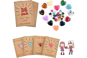 36 Pcs Valentines Cards With Heart-Shape Love Gem Crystal Stone
