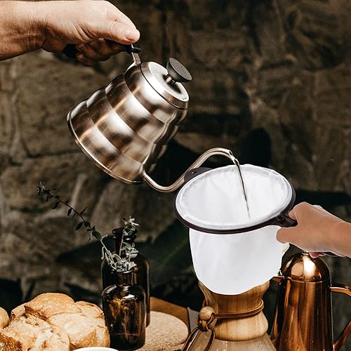 Miniatura 4 de Angoily Filtros de café Colador de tela de franela Filtro de café con mango Filtro de café Tela Filtro de té Calcetín Verter sobre el filtro de