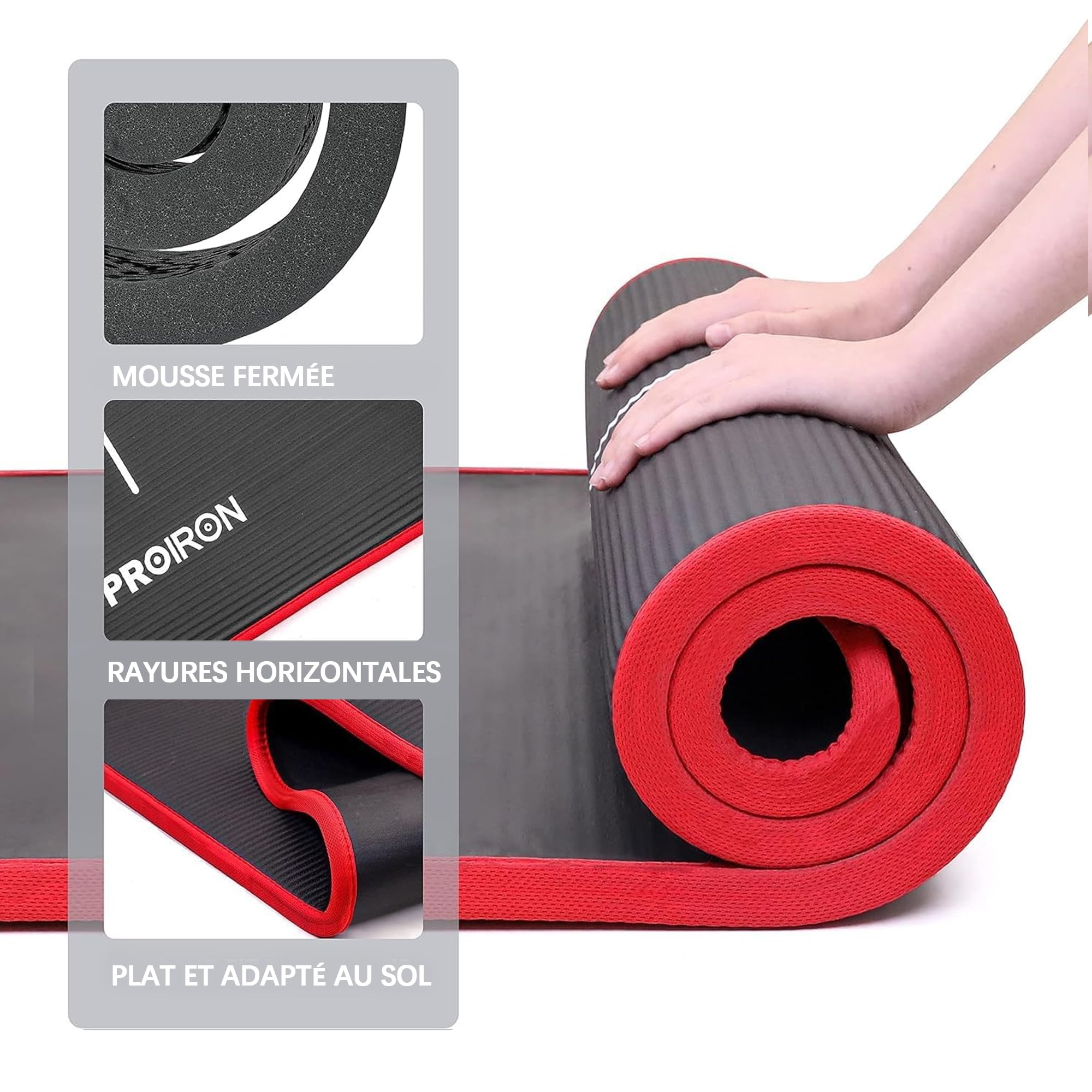 PROIRON Tapis de Yoga Epais 10MM/15MM,Antidérapant Tapis d'exercice Fitness,Tapis de Gymnastique pour Yoga Pilates Gym Exercices Sport Camping Voyage