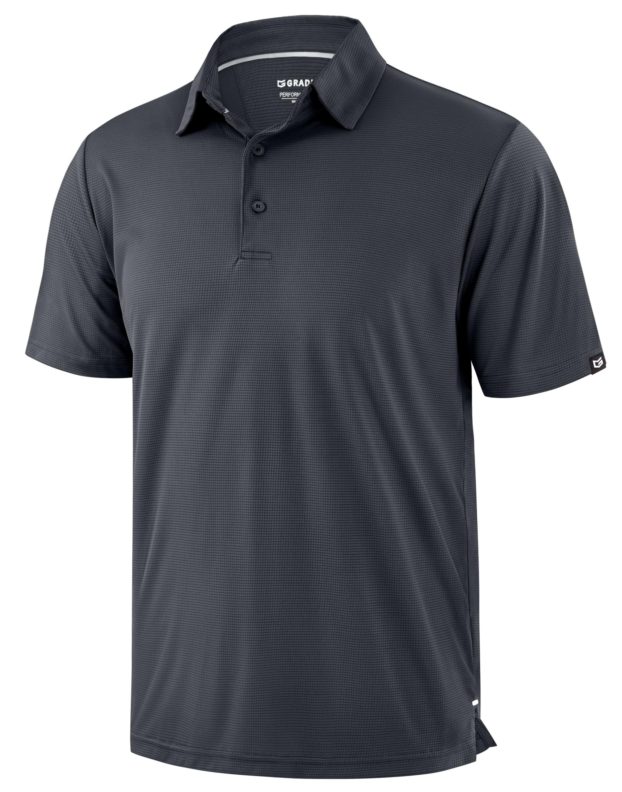 Mens Golf Shirt Grid Lightweight Short Sleeve Dry Fit Moisture Wicking Performance Athletic Collared Polo Shirts for Men — view 7