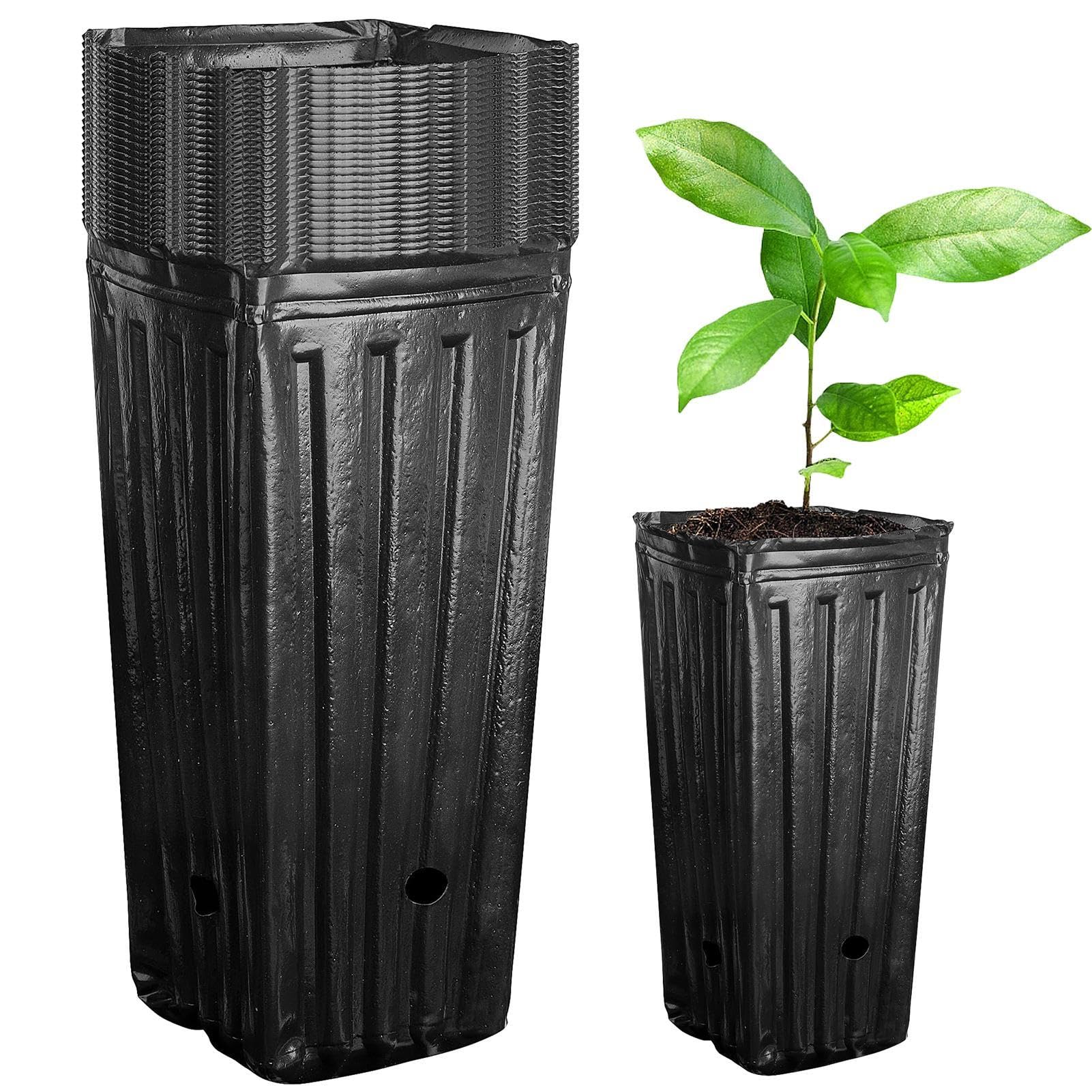40 macetas Profundas para vivero, macetas de árbol de 20 cm de Alto, macetas Altas con Agujeros de Drenaje, macetas Profundas para Plantas de jardín de Interior y Exterior, Vegetales, Flores