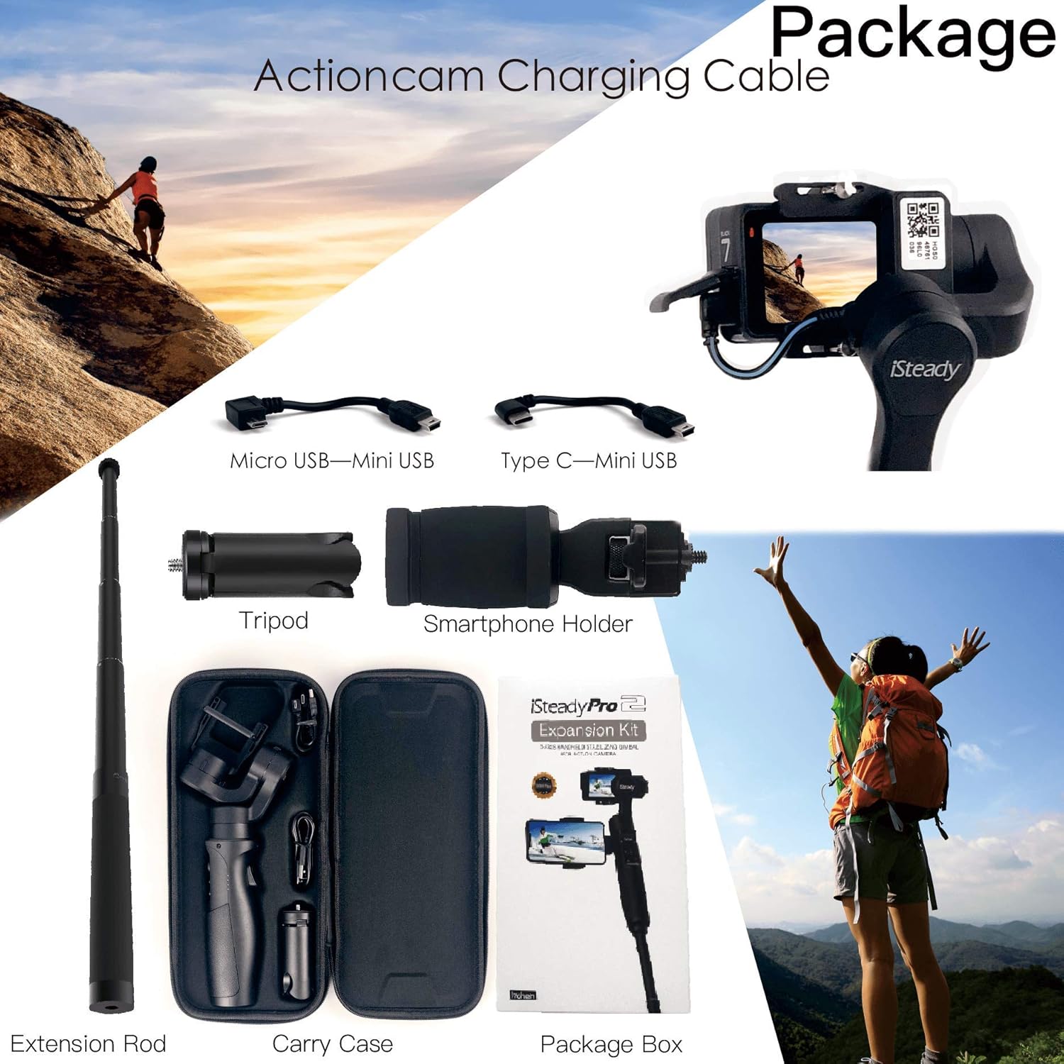 Hohem iSteady Pro2 Gimbal with smartphone attached, showing app interface