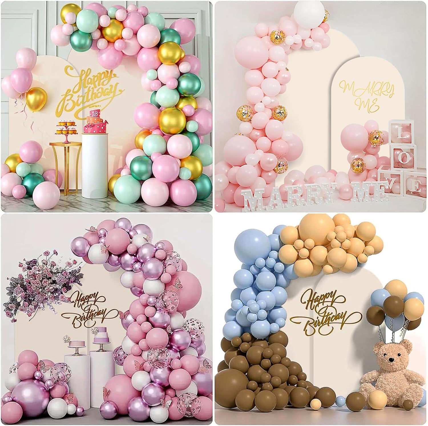 Arch Backdrop Stand Set of 2 With Beige Cover, (7.2FT+6FT) Gold Wedding Arch Stand Balloon Arched Frame for Birthday Party Baby Shower Graduation