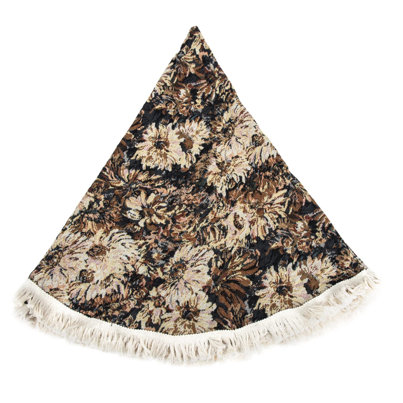 Nappe ronde en tissu imprimé de fleurs marron café pour table basse de salon