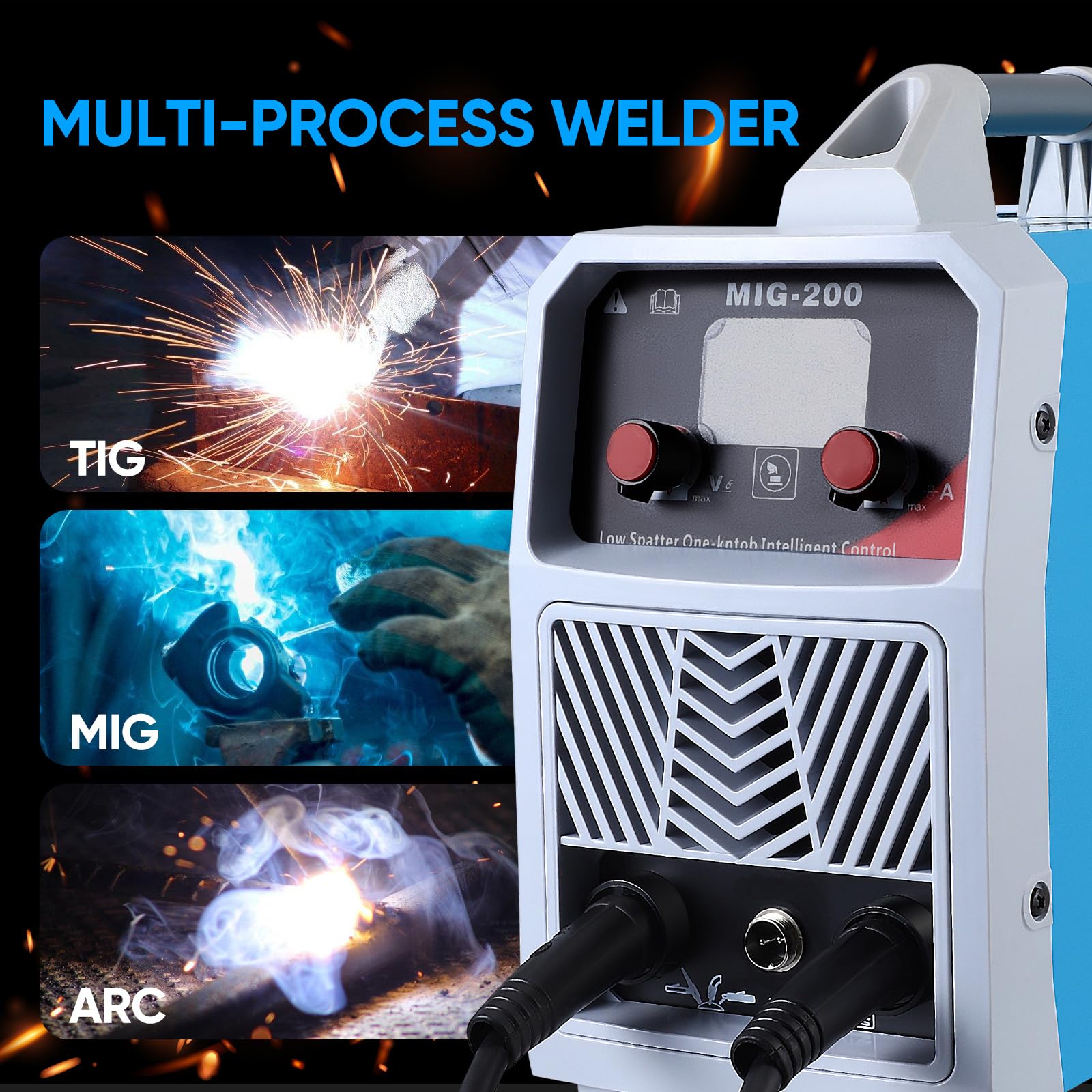 Saldatrice inverter ARC/MIG/TIG, saldatrice digitale 3 in 1, Saldatrice portatile, pistola per saldatura,pinza di messa a terra, maschera, spazzola, bacchette e filo per saldatura