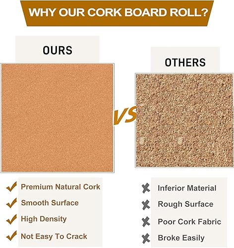 Miniatura 10 de Rollo de tablero de corcho de 0.118 in, rollos de corcho grandes de 51 x 16 a 18 pulgadas de grosor, tableros de corcho decorativos para pared,