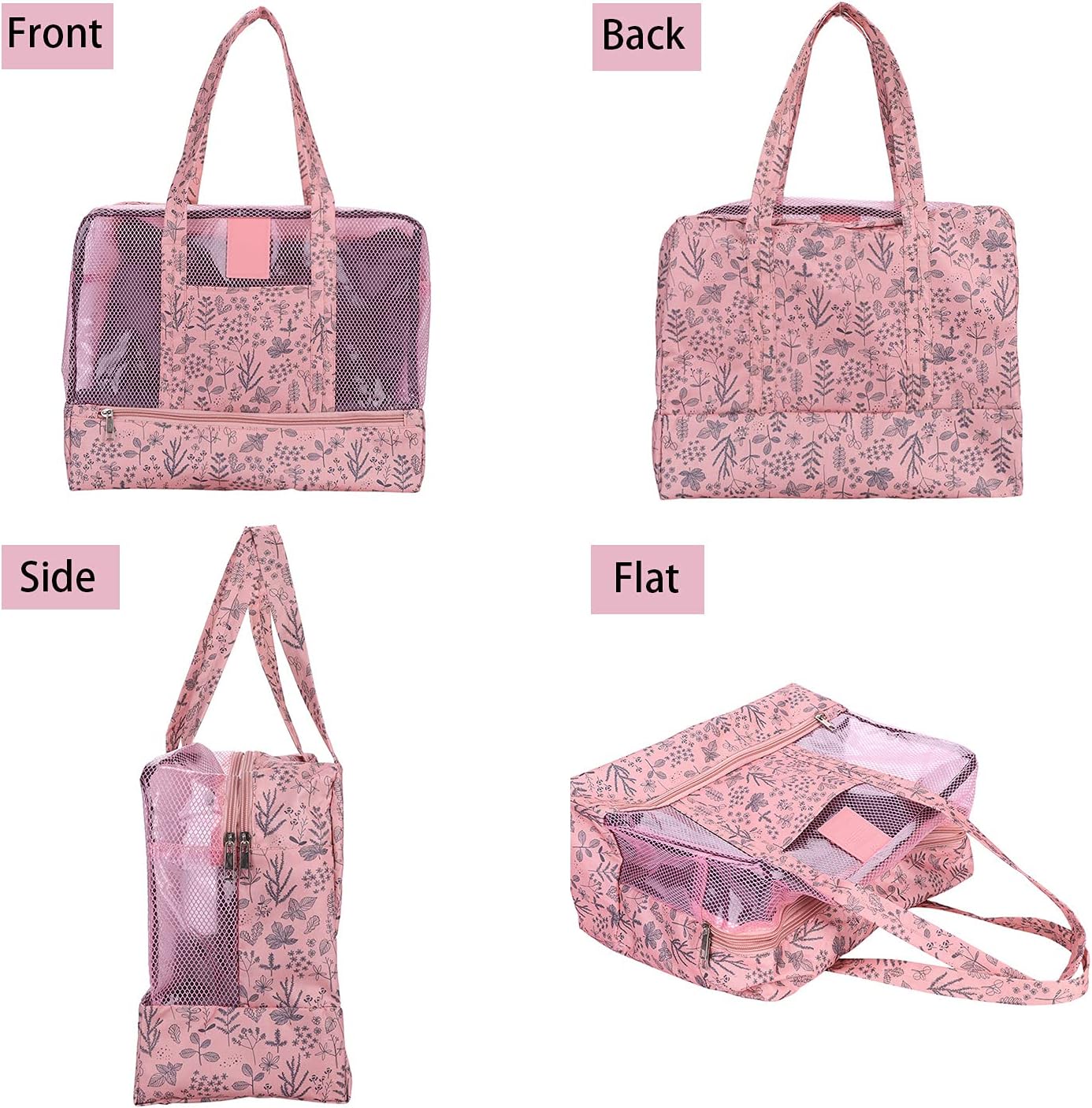 Beach Tote Bag Dry Wet Separated Swimming Bag Handbag Waterproof Gym Bag Duffle Bag Mesh Sports Bag Dance Bag Makeup Storage Bag Travel Bag for Sport Beach Drifting Swimming Yoga Hiking Camping - Image 5