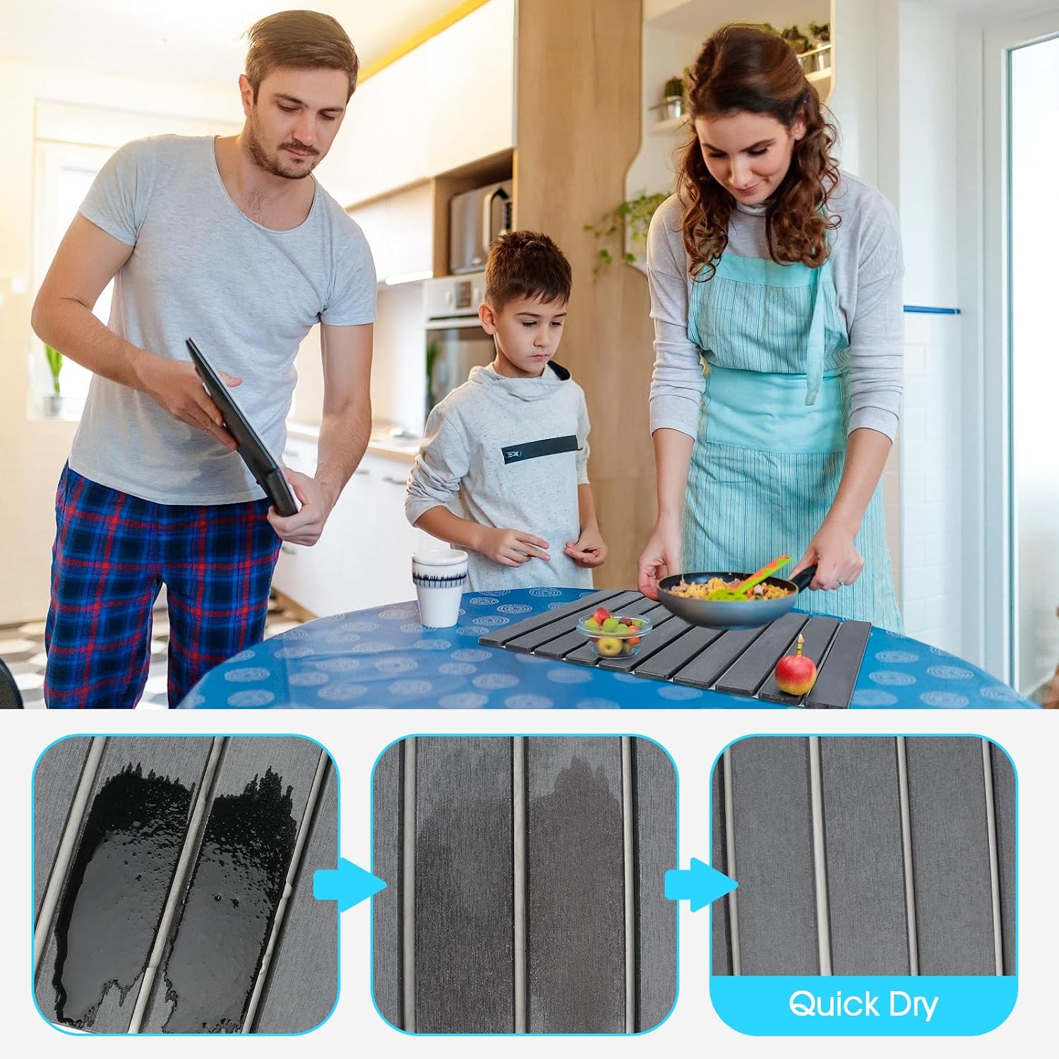 Stone Dish Drying Mat for Kitchen Counter,24"*16"Instant Dry Super Absorbent Dish Drying Mat for Kitchen Counter, Match Any Countertop (gray)