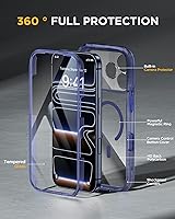 Vista 62 de Miracase Funda magnética para iPhone 14 de 6.1 pulgadas, protector de pantalla de vidrio templado integrado + protector de lente, compatible