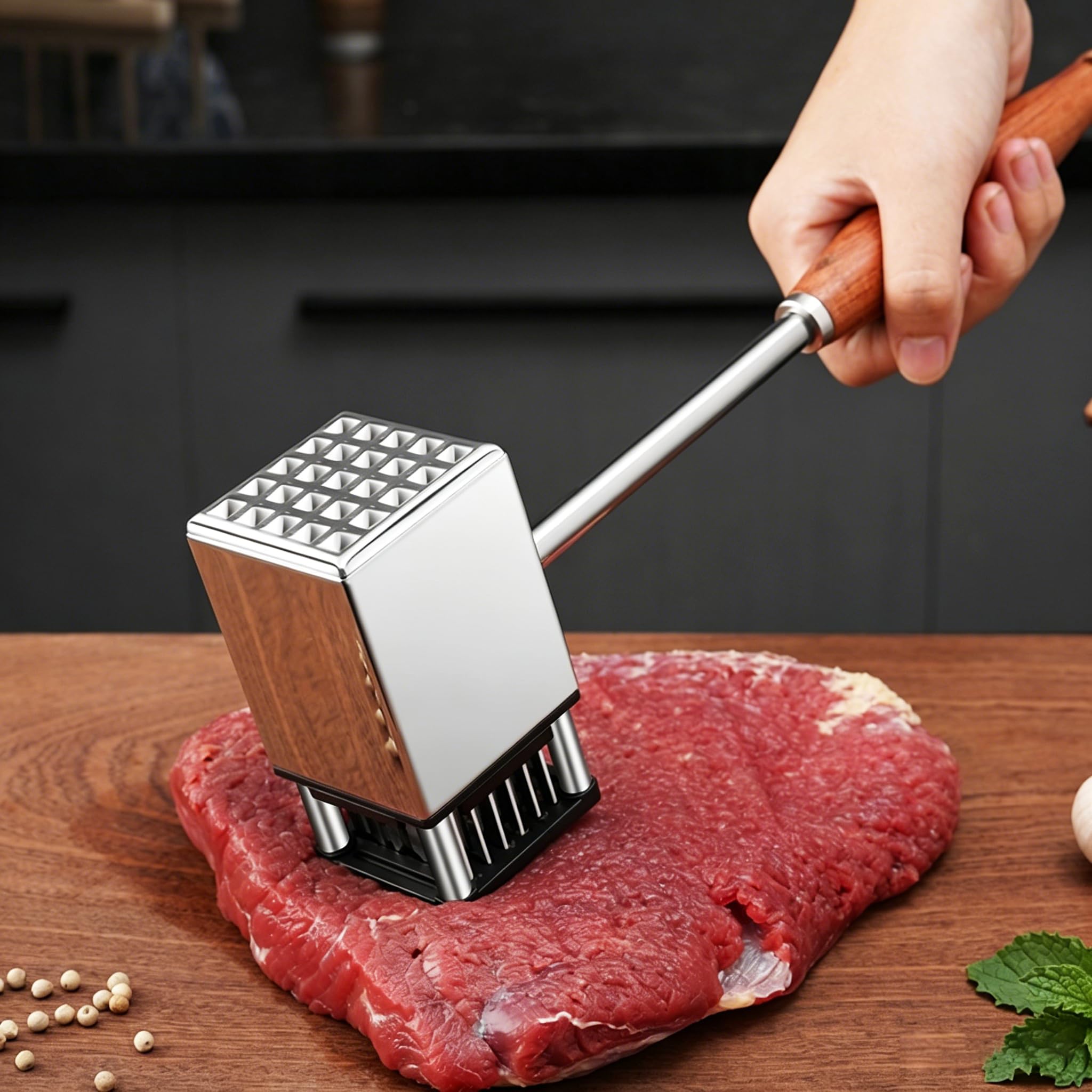 Marteau et attendrisseur de viande 2 en 1 avec 36 aiguilles inox