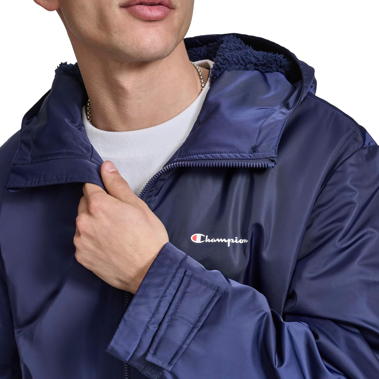 Champion mens Sherpa Lined Mid-length Sideline Jacket With Hood - Image 5