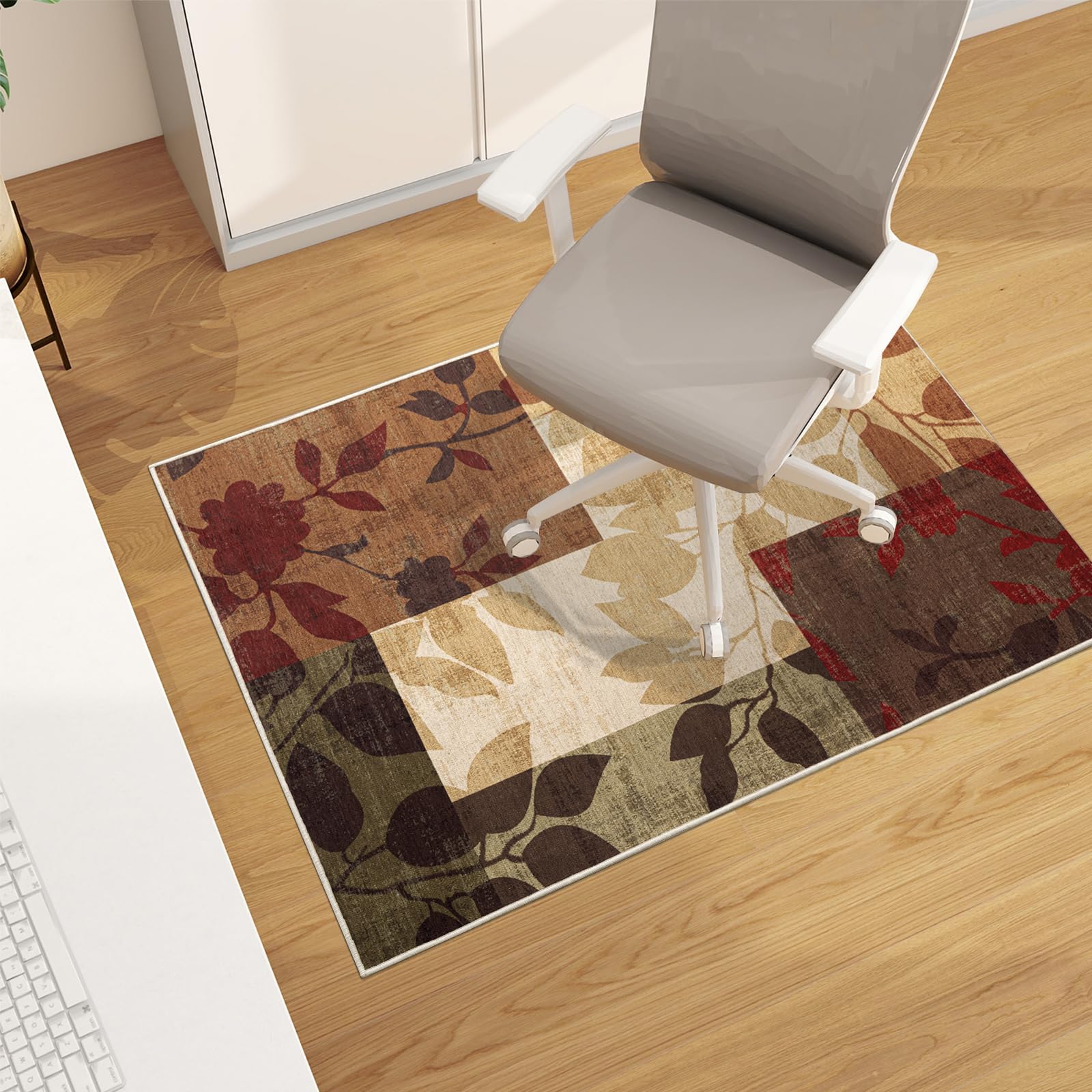 Office Chair Mat for Hardwood Floor, 48"x36" Easy Glide Computer Desk Mat Protector for Rolling Chair Under Desk Rug Nonslip Backing, Machine Wash (Modern)