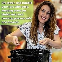 Vista 4 de Supa Ant Paquete de 2 estantes de conservas para olla (12 pulgadas) de acero inoxidable con asas, kit de suministros para conservas de baño de agua