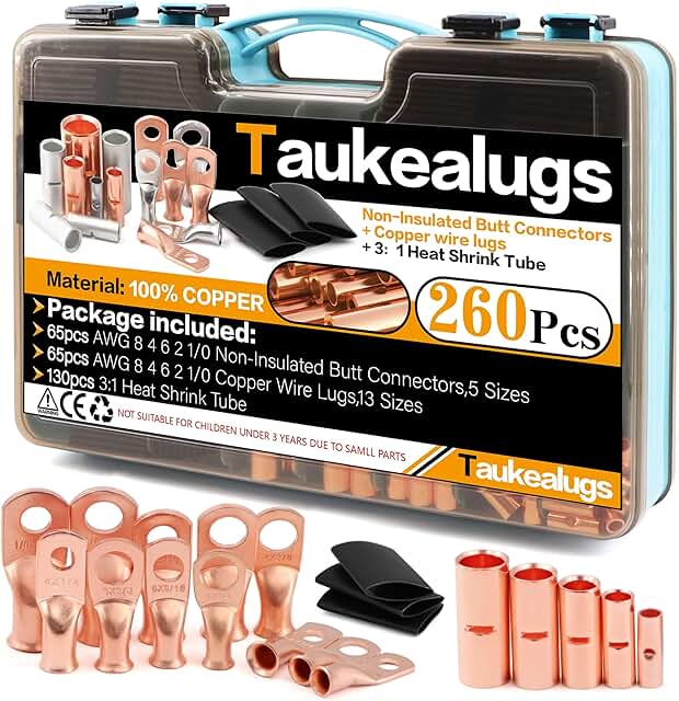 260Pcs AWG8–1/0 Lugs Kit
