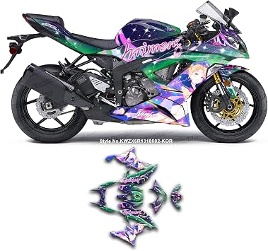 Custom Decal Kit for Ninja ZX-6R 636 Super Sport Race Bike 2013 2014 2015 2016 2017 2018, KWZX6R1318002-KOR