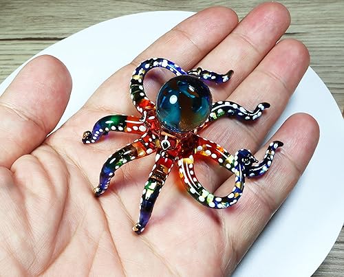 Miniatura 5 de Exquisita escultura de pulpo de mar pintada a mano de color de vidrio soplado a mano