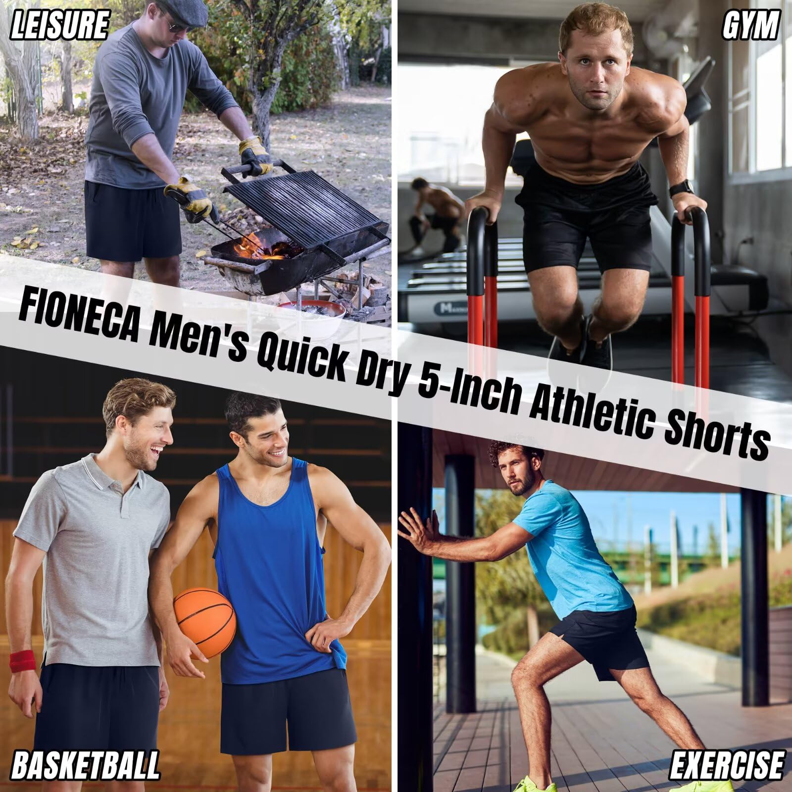 Sportliche Laufshorts für Herren, 12,7 cm (5 Zoll), Fitnessstudio, Workout-Shorts für Herren, leicht, aktive Sport-Laufshorts mit Reißverschlusstaschen