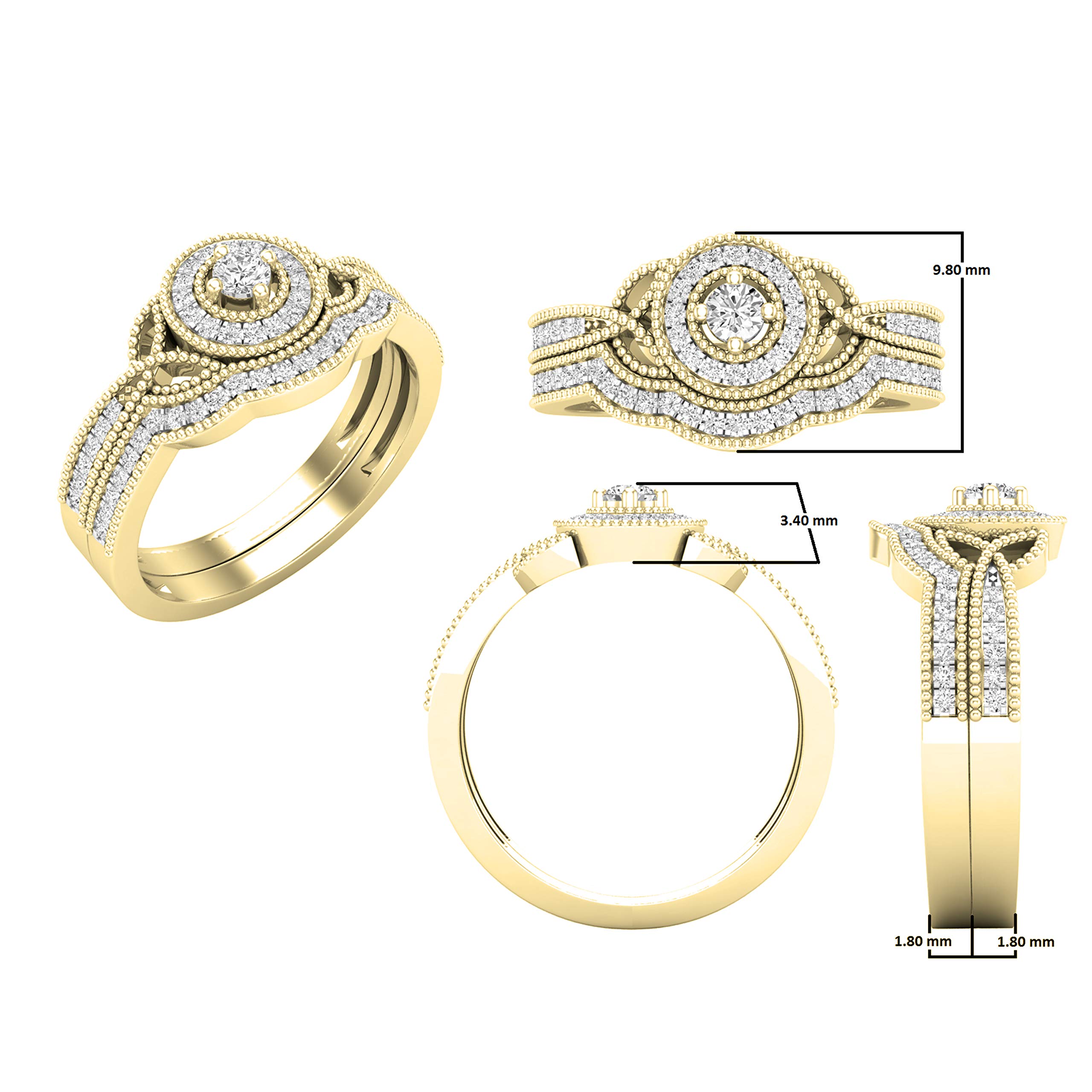 DazzlingRock Collection 10 quilates oro amarillo redonda IJ diamante blanco