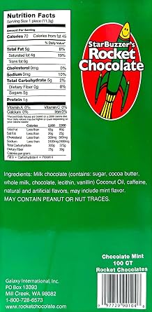 Rocket Chocolate Milk Chocolate Mint Flavored Caffeinated Chocolate Truffles, 100 count, Mini