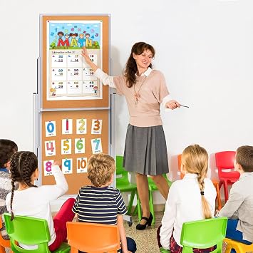 Maxtek 24x63 Mobile Corkboard and Whiteboard Double Sided Height Adjustable