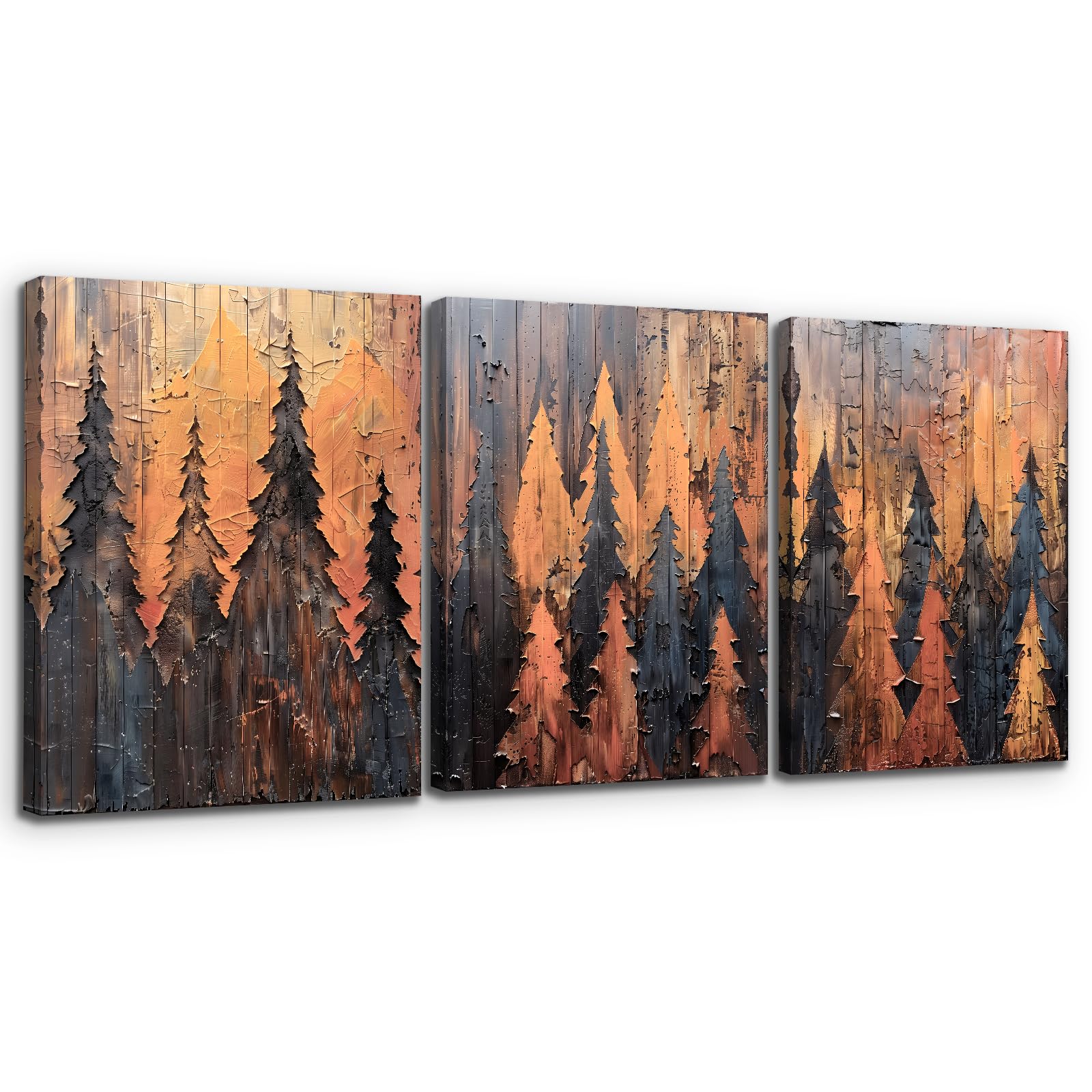 MHARTK66 Paintings Decoration Living Room Gold 3 Pieces, Abstract Forest Decorative Wall Art Bedroom Wall Canvas, Golden Leaves Modern Wall Art Dining Room Hallway Bathroom